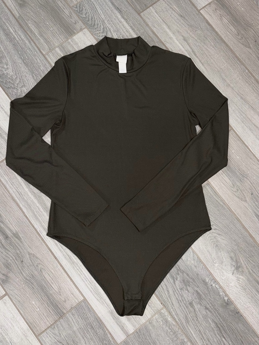 H&M Olive Green Long-Sleeve Women’s One-Piece Bodysuit